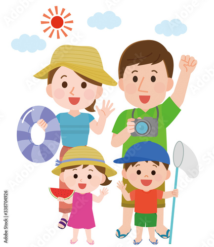 夏休み　家族　全身　イラスト
