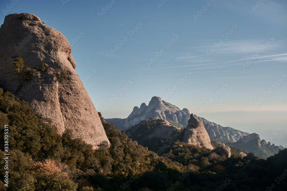 amazing view a rocky mountain of Montserrat, Spain