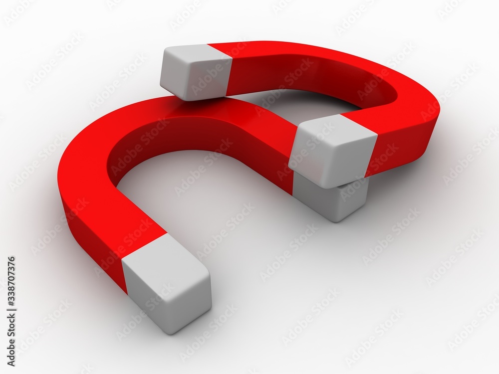 3d rendering Horseshoe magnet details 3d rendering Horseshoe magnet details