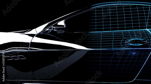 sports car driving off into the distance in graphic rendering