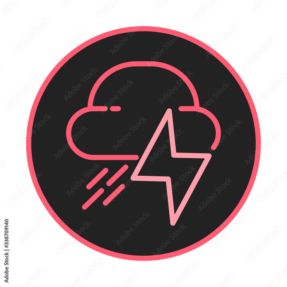 Storm icon in a circle. Flat style. Isolated. Storm icon in a circle. Flat style. Isolated.