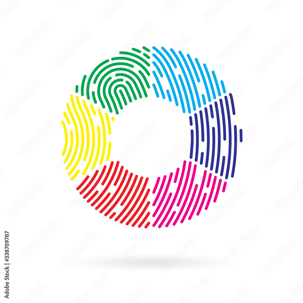 swatch color cirlce filled with fingerprint pattern- vector illustration - obrazy, fototapety, plakaty 