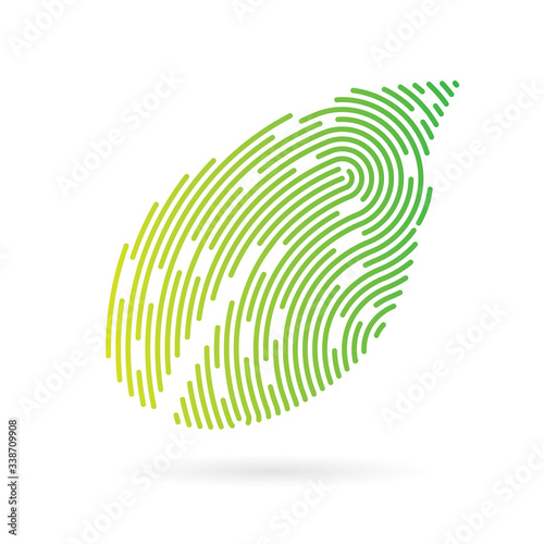 green leaf filled with fingerprint pattern- vector illustration