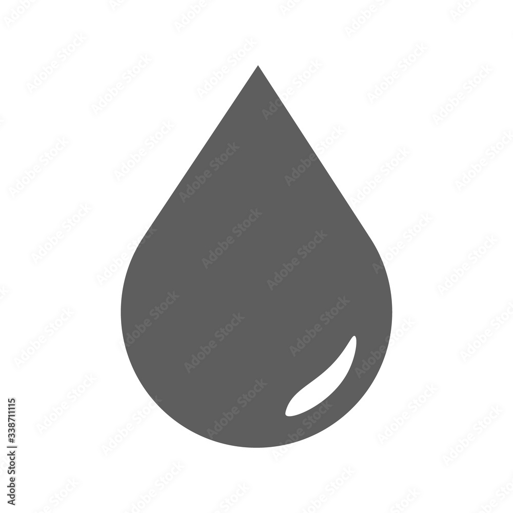 Fototapeta premium Water drop, grey color. Isolated vector