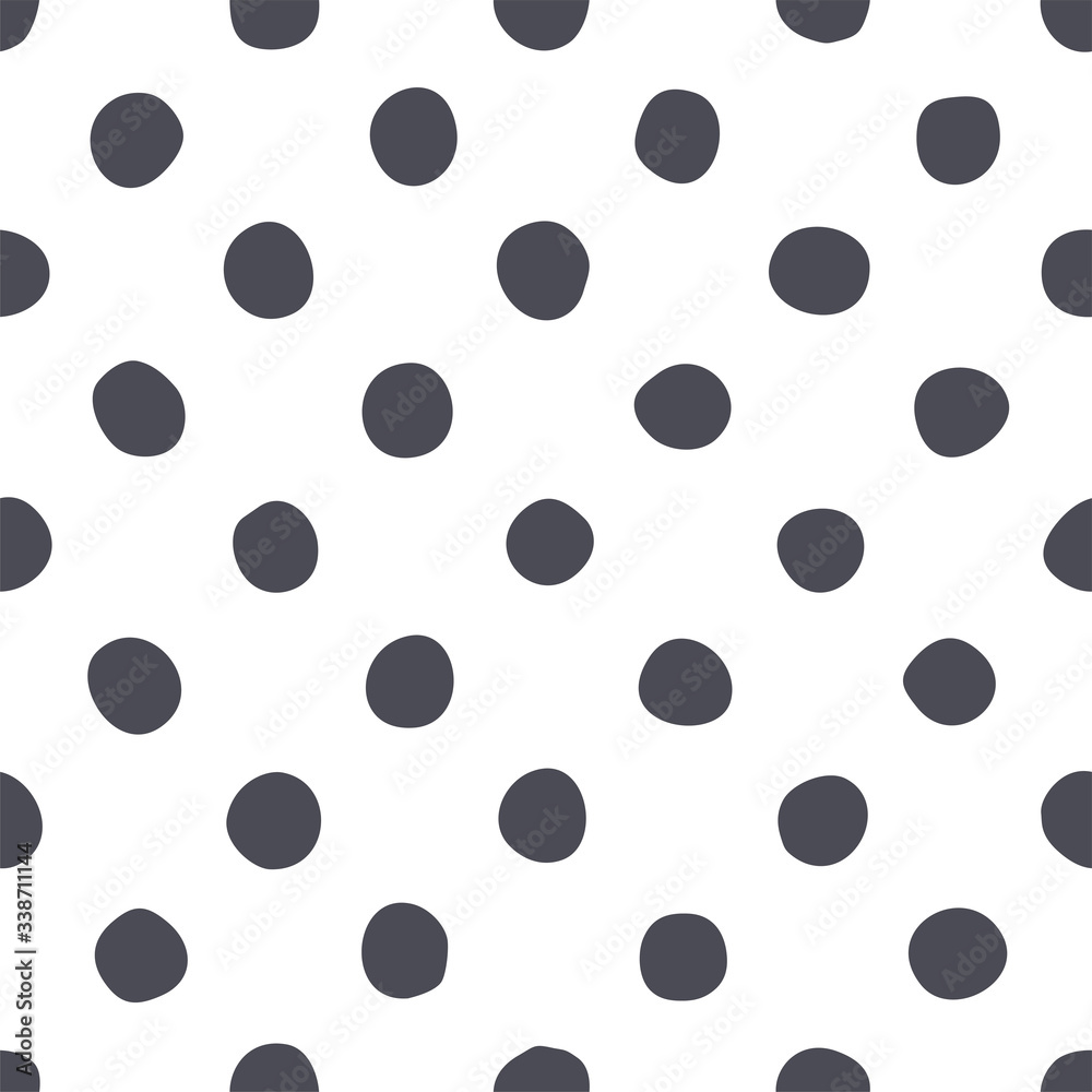 Polka dot seamless pattern. Black hand drawn dots on white Polka dot seamless pattern. Black hand drawn dots on white
