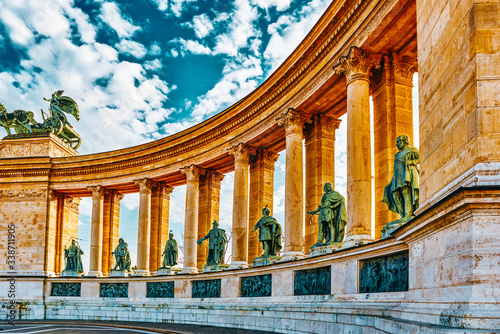 Heroes  Square-is one of the major squares in Budapest  Hungary  statue Seven Chieftains of the Magyars and other important national leaders.