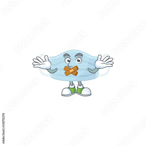 Surgery mask mascot cartoon design with quiet finger gesture