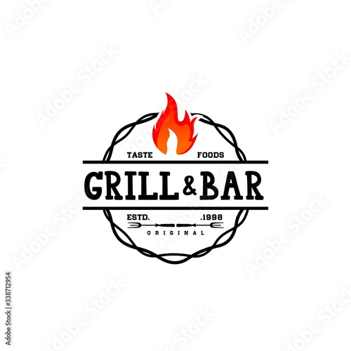Grill Vintage Logo Design Vector