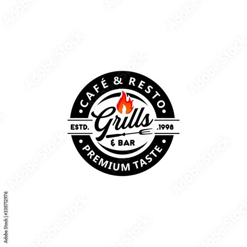 Grill Vintage Logo Design Vector