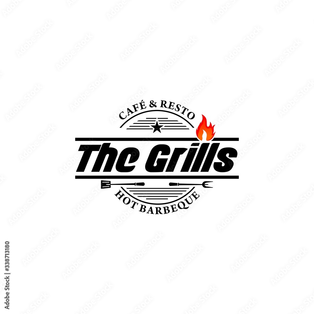 Grill Vintage Logo Design Vector