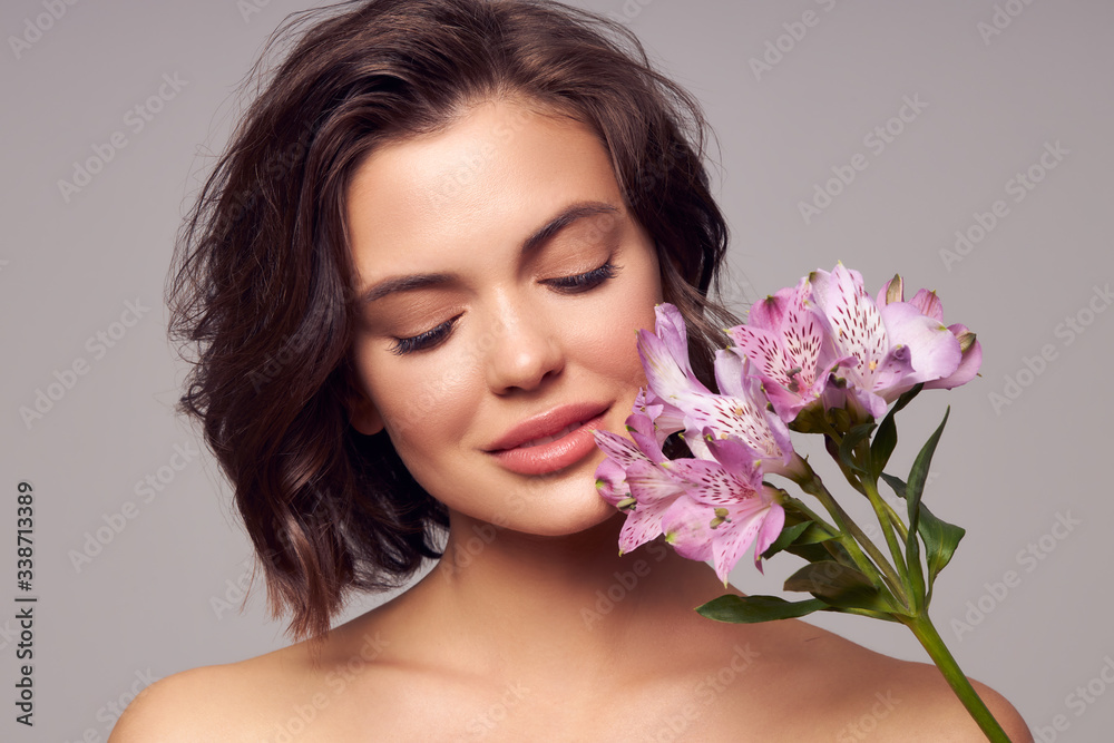 Beauty Face Care. Woman With Cream On Facial Skin