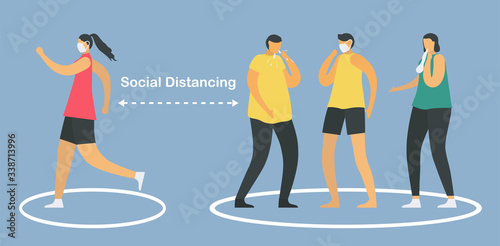 Social distancing. You have to stay home and meet doctor when you sick. Save life from new coronavirus outbreak. Vector illustration designs in flat style.