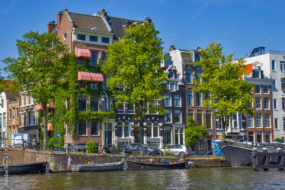 Ship on the river in Amsterdam