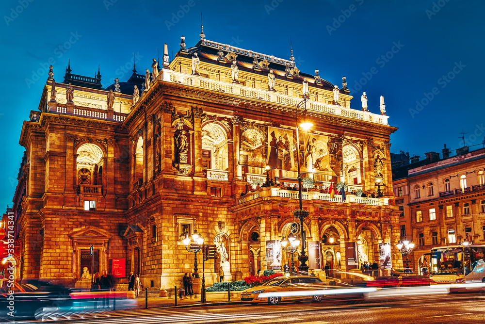 BUDAPEST, HUNGARY-MAY 05,2016: Hungarian State Opera House  is a neo-Renaissance opera house located in central Budapest.