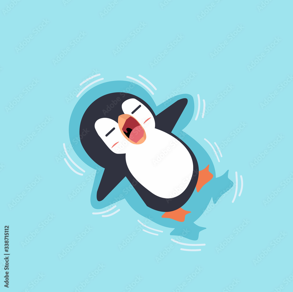 Obraz premium penguin sleeping on water Vector Illustartion