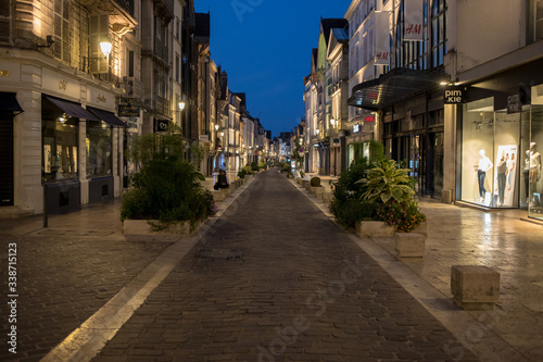 Views of old town at night. Troyes - capital of Aube department in Champagne region. France.