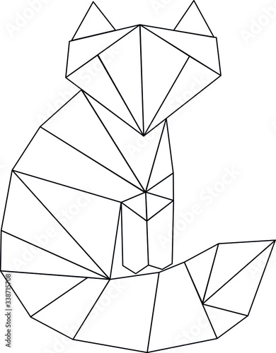 Vector polygonal origami geometric linear fox