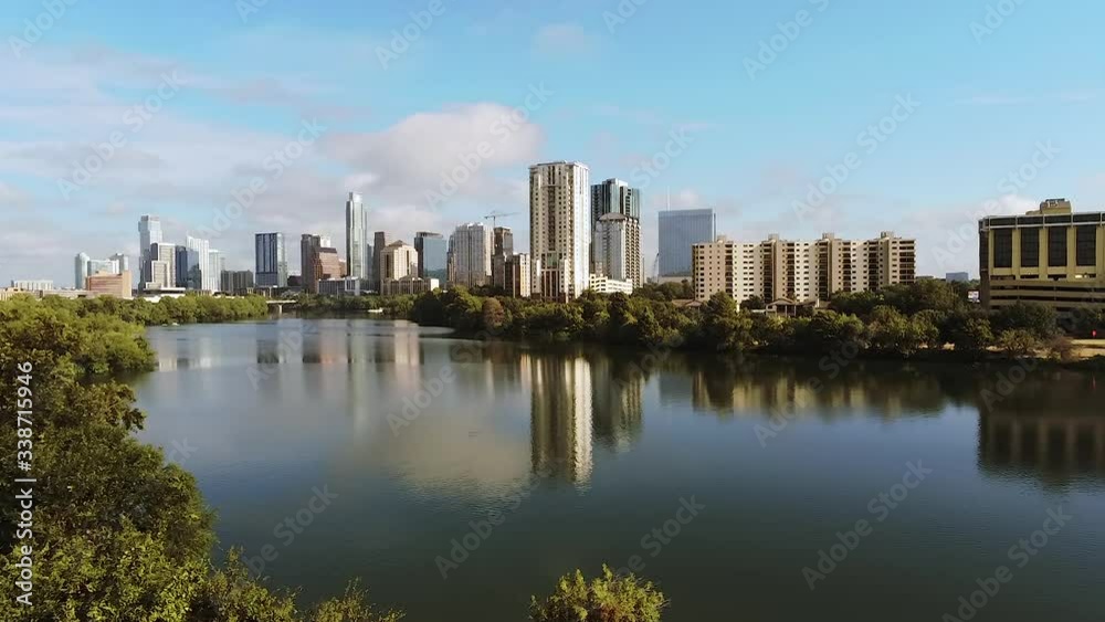 Aerial View of Austin Downtown, Texas USA. Colorado River Waterfront on Sunny Summer Day Aerial View of Austin Downtown, Texas USA. Colorado River Waterfront on Sunny Summer Day