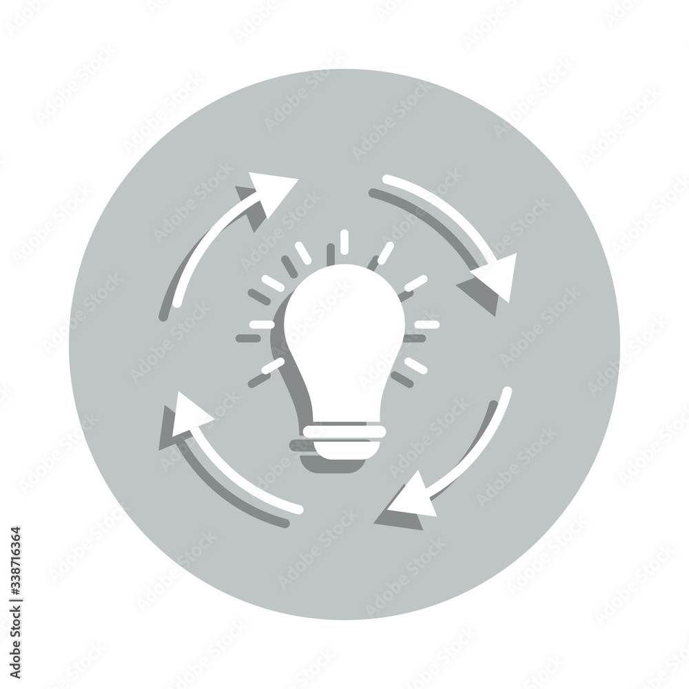 circle, arrows, bulb, initiator badge icon. Simple glyph, flat vector of Business icons for ui and ux, website or mobile application circle, arrows, bulb, initiator badge icon. Simple glyph, flat vector of Business icons for ui and ux, website or mobile application