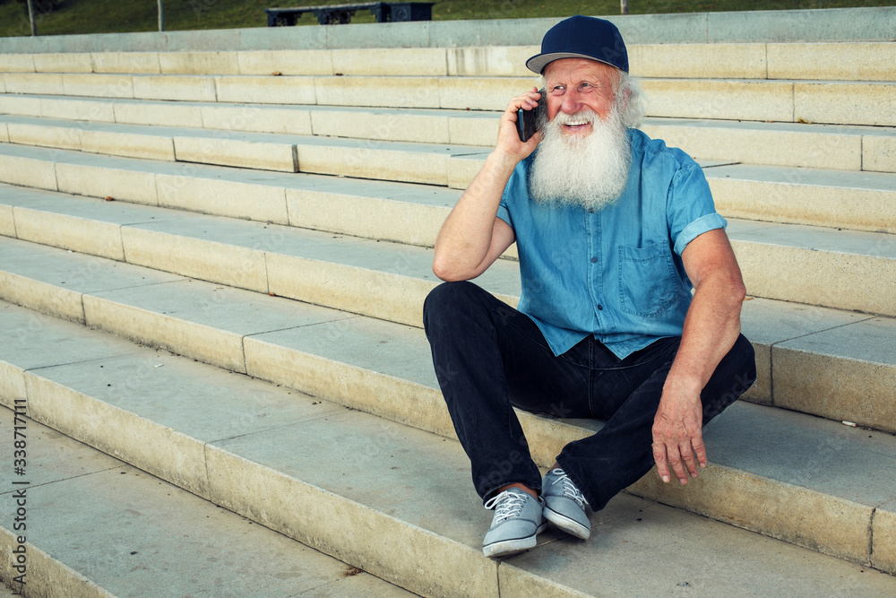 Old man talking on the phone Old man talking on the phone