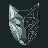 Vector polygonal origami geometric linear colored wolf