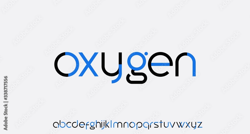 OXYGEN, PLAYFUL MODERN FONT VECTOR ALPHABET SET