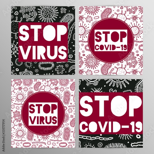 Coronovirus infection COVID-19 alert poster. 20th century pandemic,transmitted by airborne droplets.