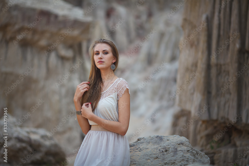 Travel to Asia, Vietnam. Beautiful girl, blonde walks in the sights of Muine Travel to Asia, Vietnam. Beautiful girl, blonde walks in the sights of Muine