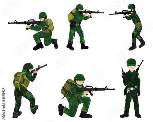 isolated soldier with Dangerous weapon on white background