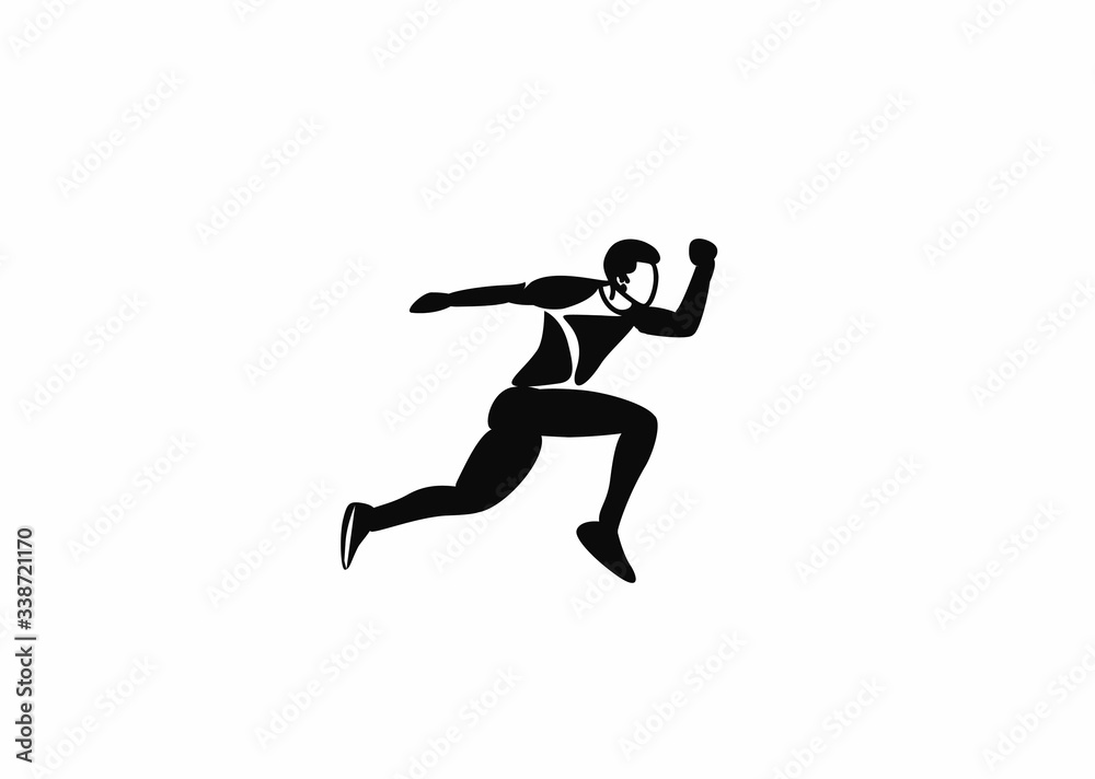 Sport and activity man runner jogger running isolated line art drawing