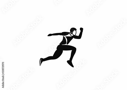 Sport and activity man runner jogger running isolated line art drawing