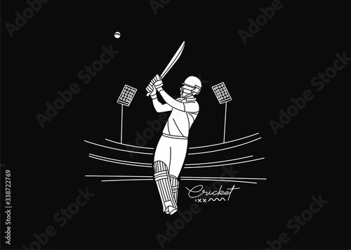 Cricket banner batsman championship background.