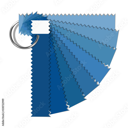 new cotton fabric or paper fan colour bridge palette sample swatch book guide set with color of the year 2020 Classic Blue, stock vector illustration clip art layout isolated on white color background