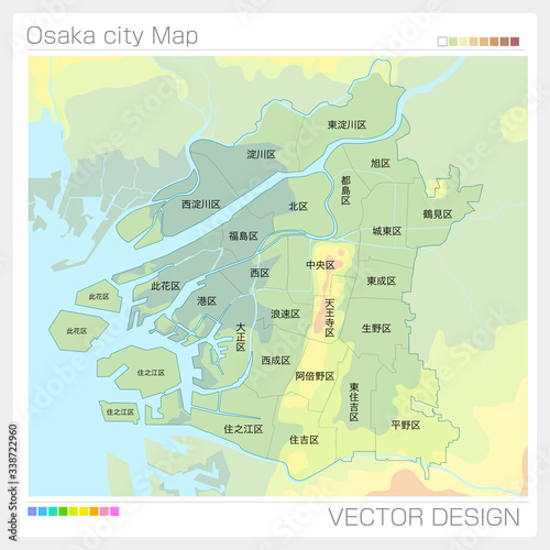 大阪市の地図（等高線）