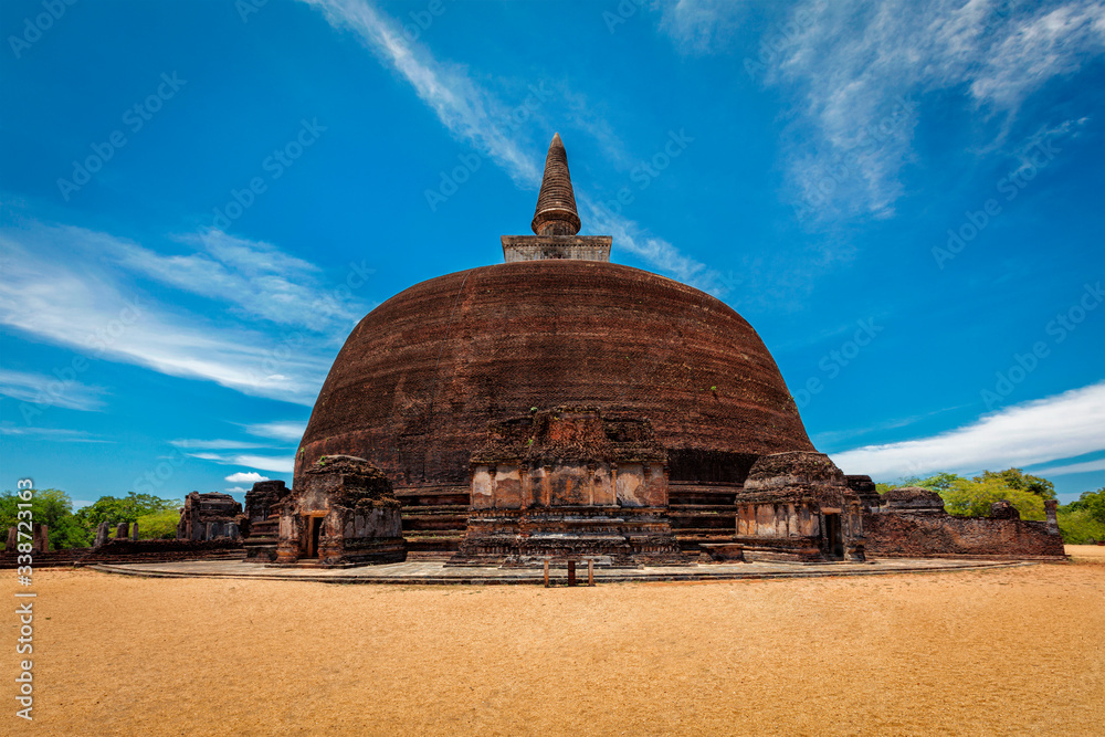 Rankot Vihara Buddhist dagoba, stupa in ancient city of Pollonaruwa, Sri Lanka
