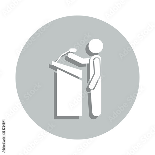 a speech from the rostrum badge icon. Simple glyph, flat vector of Conversation icons for ui and ux, website or mobile application