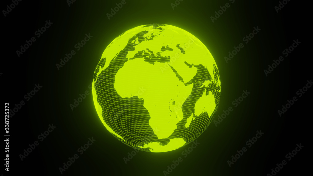 Earth Hologram Rotating Seamless with Counting Years Flying in Cyberspace Structure Around Globe. Futuristic Business and Technology , 3d illustration
