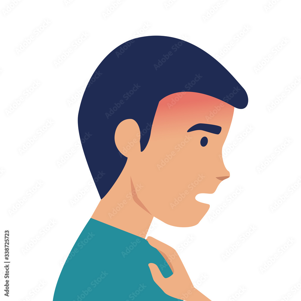 man with sore throat sick of covid 19 vector illustration design