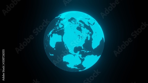 Earth Hologram Rotating Seamless with Counting Years Flying in Cyberspace Structure Around Globe. Futuristic Business and Technology   3d illustration