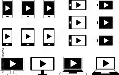 PC・スマホ・タブレット・TV　動画再生アイコンセット