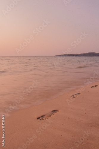 Stunning sunset on the beach during Phuket lockdown from Corona virus.