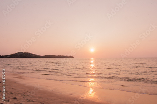 Stunning sunset on the beach during Phuket lockdown from Corona virus.