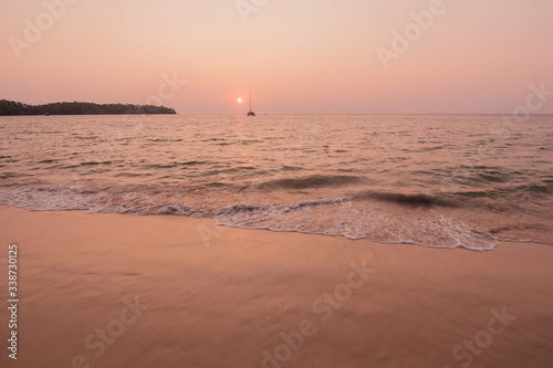 Stunning sunset on the beach during Phuket lockdown from Corona virus.