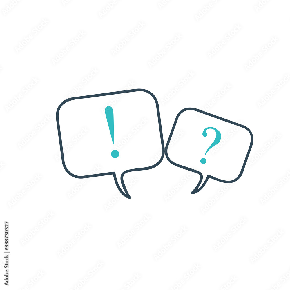 Chat speech Bubbles with Question Mark And Exclamation Point. Stock Vector illustration isolated on white background. Chat speech Bubbles with Question Mark And Exclamation Point. Stock Vector illustration isolated on white background.