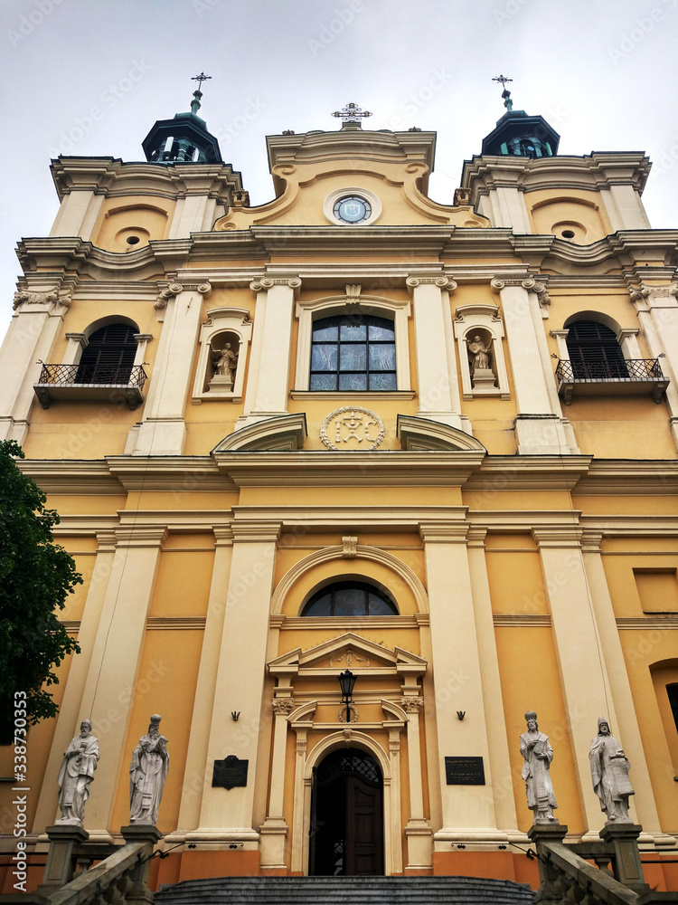 The facade of the Cathedral of St John the Baptist in Przemyl, Poland