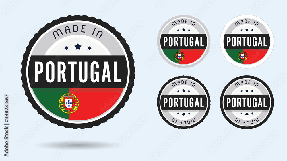 Made in Portugal. Set of labels and badges. Merchandise tag with Portuguese flag. Made in Portugal. Set of labels and badges. Merchandise tag with Portuguese flag.