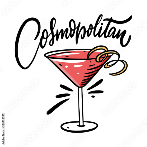 Cosmopolitan cocktail. Flat style. Colorful cartoon vector illustration. Isolated on white background.