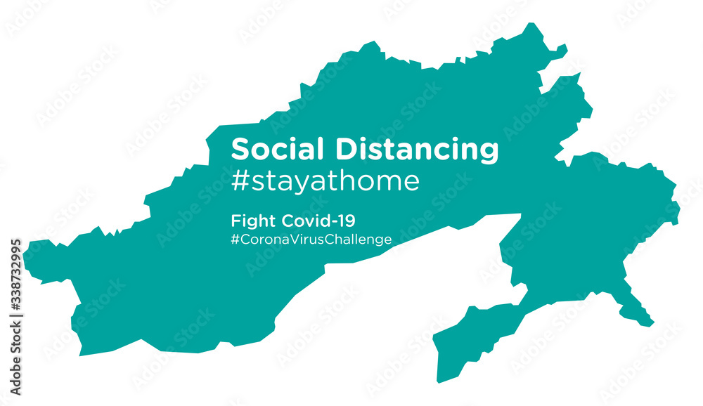 Arunachal Pradesh map with Social Distancing stayathome tag