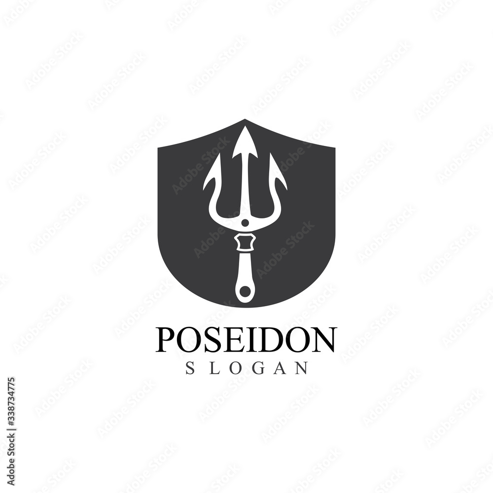 Obraz premium Trident design vector and poseidon icon illustration template