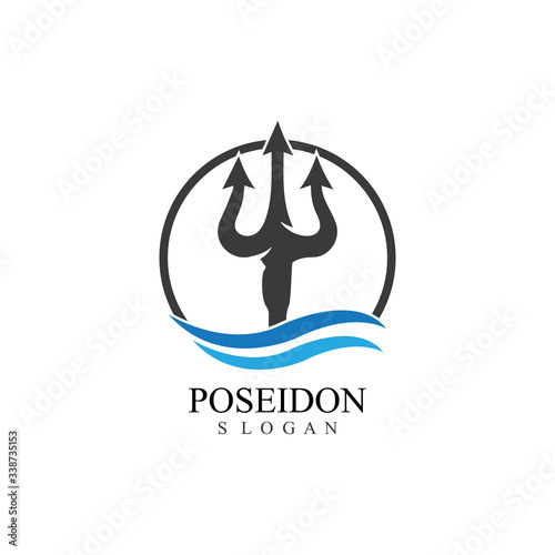 Trident design vector and poseidon icon illustration template